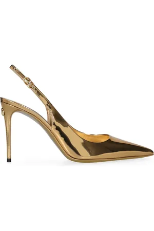 Dolce & Gabbana 90mm Lollo Laminated Leather Slingbacks