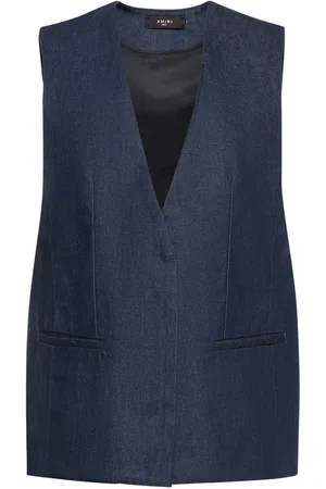 AMIRI Collarless Single Breast Denim Vest