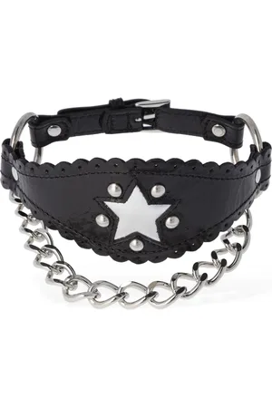 Alessandra Rich Leather Choker W/ Star & Chain