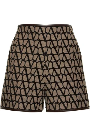VALENTINO Logo Jacquard Canvas Mini Shorts