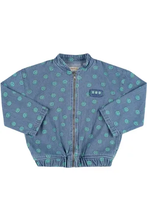 The New Society Printed Cotton Denim Bomber Jacket