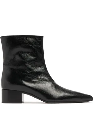 Khaite 40mm Andee Glazed Leather Ankle Boots