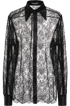 Dolce & Gabbana Chantilly Sheer Satin & Lace Shirt