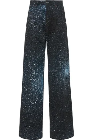 GIUSEPPE DI MORABITO Embellished Denim Wide Leg Jeans
