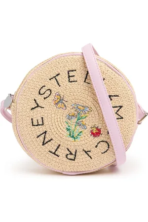 Stella McCartney Logo Embroidered Straw Shoulder Bag