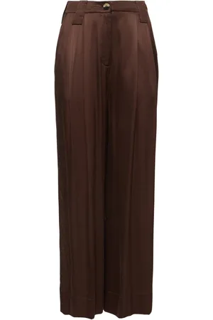 Ganni Washed Satin High Waist Flared Leg Pants