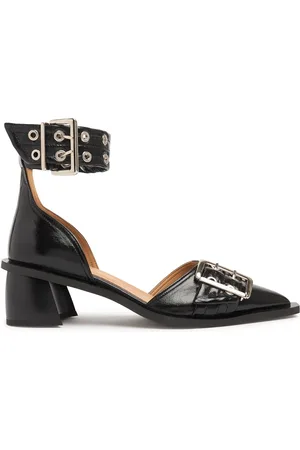 Ganni Chunky Buckle Open Cut Pumps