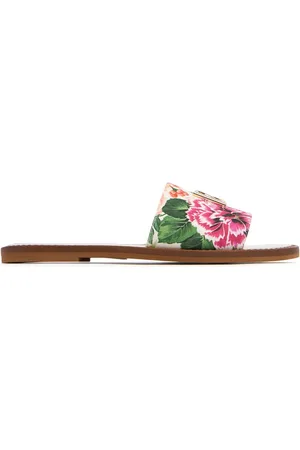 Dolce & Gabbana Floral Print Slides W/logo