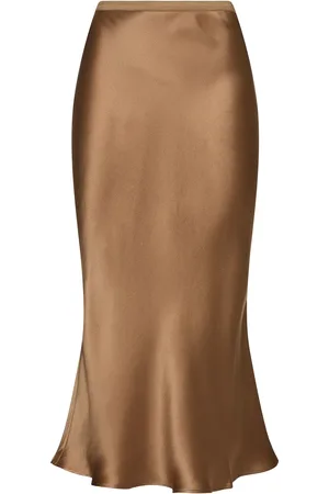 ANINE BING Bar Silk Satin Midi Skirt