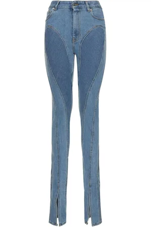 MUGLER Two-tone Cotton Denim Skinny Jeans
