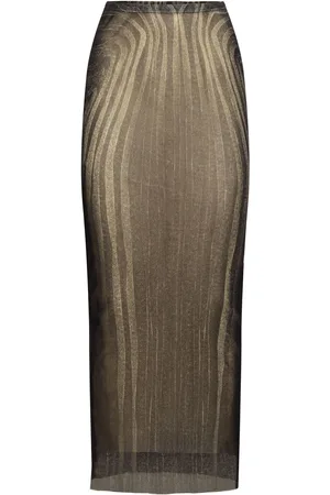 Jean Paul Gaultier Mesh Spiral Printed Long Skirt