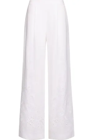 ERMANNO SCERVINO Linen Wide Pants W/lace Details