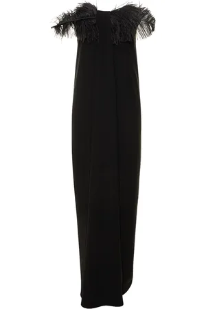 16Arlington Mirai Tech Crepe Long Dress W/feathers