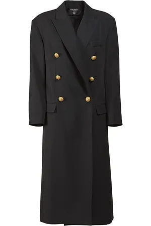 Balmain Oversize Wool Grain De Poudre Coat