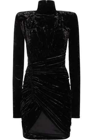 ALEXANDRE VAUTHIER Crushed Velvet Turtleneck Mini Dress