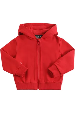 VERSACE Logo & Greca Print Cotton Zip Hoodie