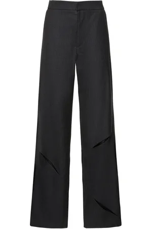 Gauchere Cutout Wool Pinstripe Straight Pants