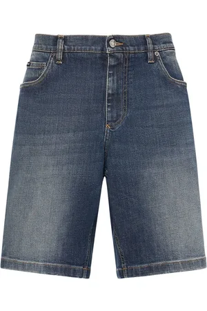 Dolce & Gabbana Logo Plaque Sashed Stretch Denim Shorts