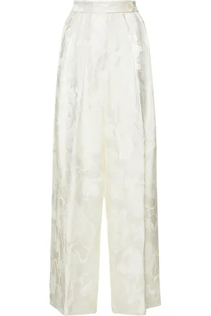 DRIES VAN NOTEN Brocade Satin Jacquard Wide Leg Pants