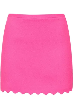 Mach & Mach Wavy Trimmed Wool Mini Skirt