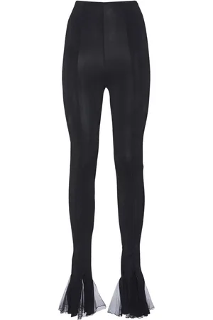 Nensi Dojaka Draped High Rise Jersey Pants W/ Tulle
