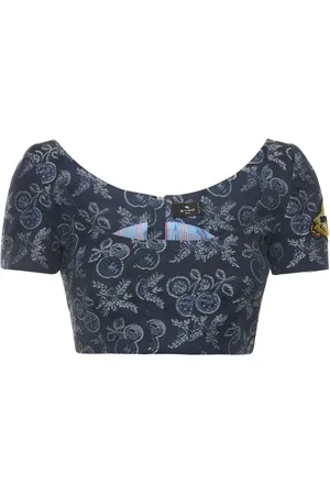 Etro Embroidered Denim Crop Top
