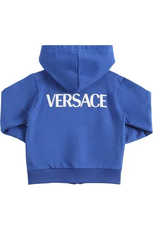 VERSACE Logo & Greca Print Cotton Zip Hoodie