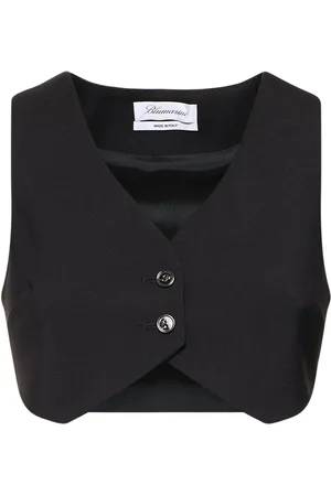 BLUMARINE Wool Crepe Cropped Vest W/ Buttons