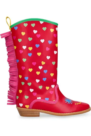 Stella McCartney Printed Faux Leather Boots W/fringes