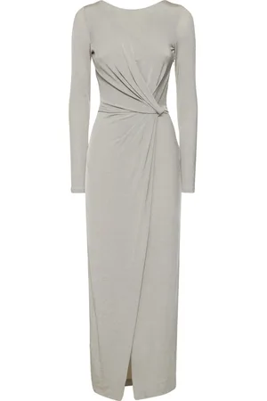 Giorgio Armani Open Back Draped Jersey Long Dress