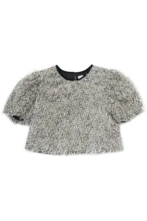 MONNALISA Lurex Fringed Crop Top