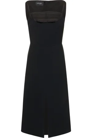 Giambattista Valli Double Crepe Midi Dress W/ Tulle