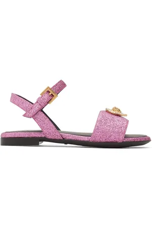 VERSACE Glittered Sandals W/ Medusa Appliqué