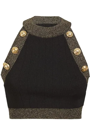 Balmain Sleeveless Viscose Knit Crop Top