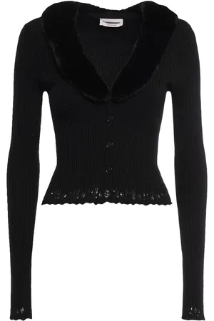 BLUMARINE Knit Cardigan W/ Faux Fur Collar