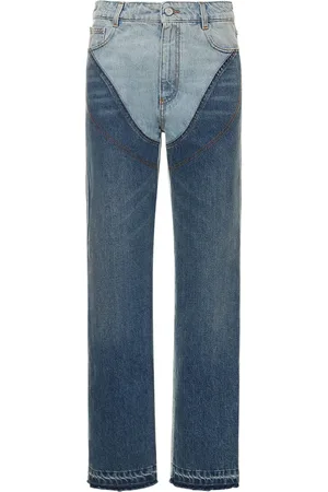 Stella McCartney Two Tone Cotton Wide Leg Jeans