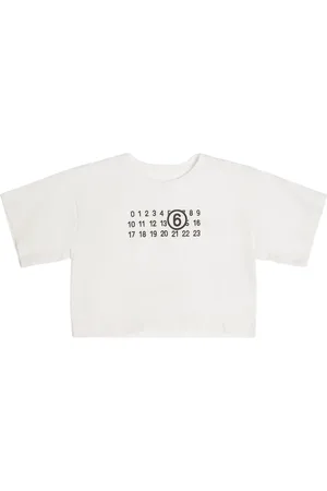 Maison Margiela Printed Cotton Jersey Cropped T-shirt