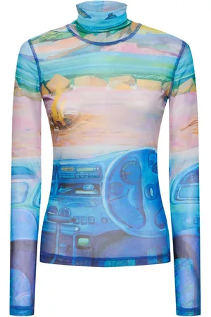 J.W.Anderson Printed Sheer Tech Turtleneck Top