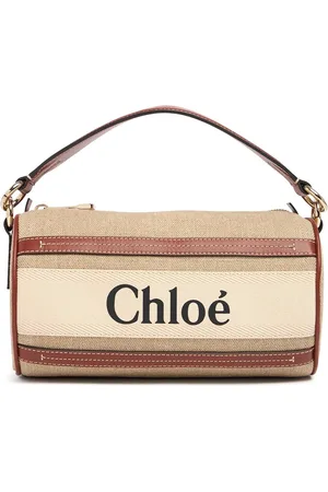Chloé Woody Linen & Leather Shoulder Bag