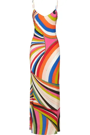 Puccini Crepe De Chine Iride Print Maxi Dress