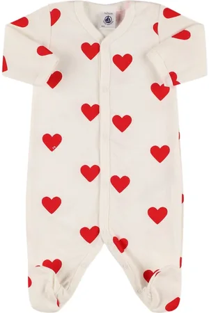 Petit Bateau Heart Print Organic Cotton Romper