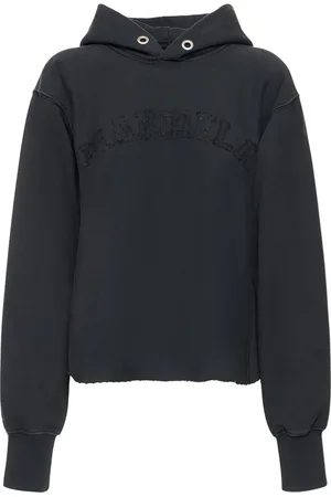 Maison Margiela Embroidered Logo Jersey Cropped Hoodie