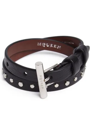 Alexander McQueen T-bar Brass & Leather Bracelet