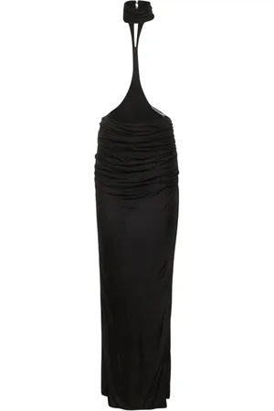 ANDREADAMO Draped Jersey Viscose Long Skirt W/slit