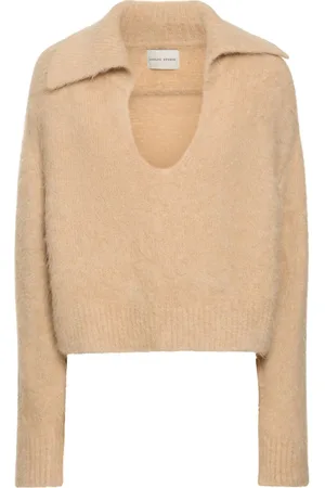 Loulou Studio Ambrose Alpaca Blend V Neck Polo Sweater