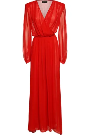 Rochas Silk Chiffon Long Wrap Dress
