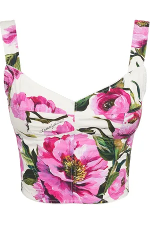 Dolce & Gabbana Printed Poplin Bustier Top