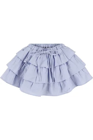 TANGERINE Layered Cotton Seersucker Mini Skirt