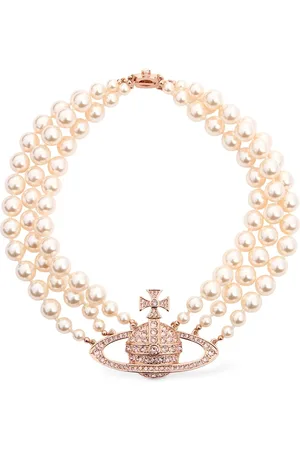 Vivienne Westwood Three-row Faux Pearl Bas Relief Choker