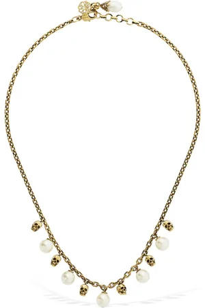 Alexander McQueen Crystal Pearl & Skull Short Necklace